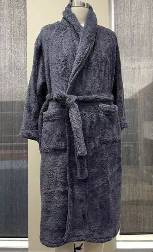 Mens Grey Marle Winter Coral Fleece Dressing Gown Bath Robe (1198) - Afbeelding 1 van 1