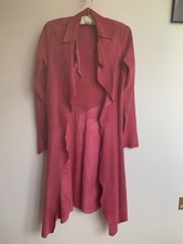 Designer Vintage Pink Genuine Rawhide Suede Semi Fitted Coat Size 8 Vgc Rrp £550
