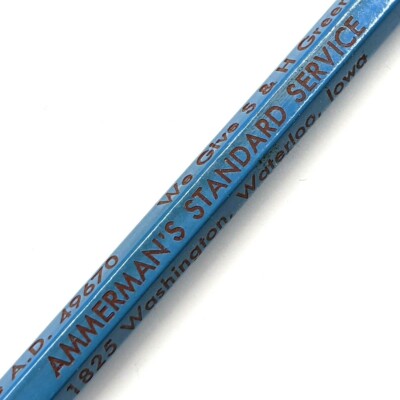 1950s Waterloo, IA Ammerman's Standard Gas Service Station Promo Wood Pencil G15