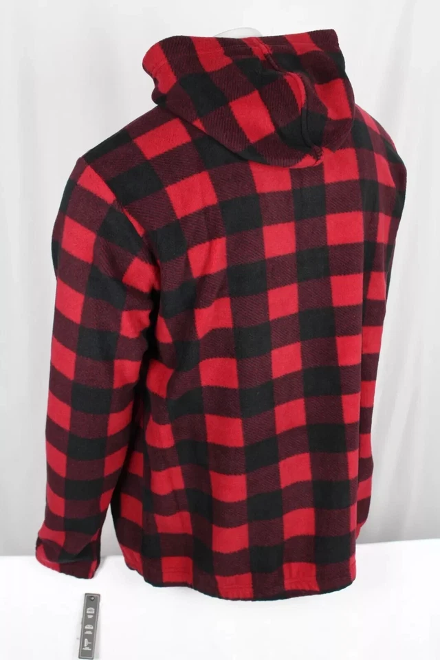 Sudadera con Capucha Burnside Para Hombre Polar Polar Polar XL Resistente al Viento Buffalo Check Red Negra B3500 Foto 2 de 4