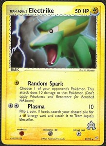 Pokemon Team Aqua's ELECTRIKE 27/95 Reverse ex Aqua Magma English Frizelblitz NM