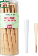 Pre Rolled Cones 1 1/4 Size Organic Rolling Papers with Tips 100 Ct - Slow Burn,