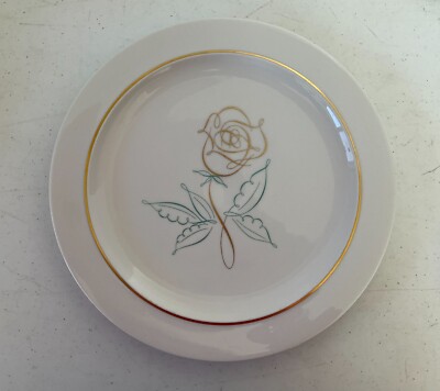 4 Easterling SPENCERIAN ROSE Salad Plate s 8 3/8'' Calligraphy Rose Germany MCM