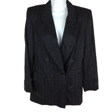 KASPER ASL womens size 6 dark blue/black collared lined business career blazer