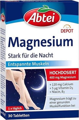 Abtei Magnesium +Calcium, D3, Niacin&B2 - 30 VeganeTabletten