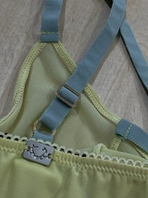 For Love And Lemons Skivvies Green lace Underwire Balconette Bra Size Small