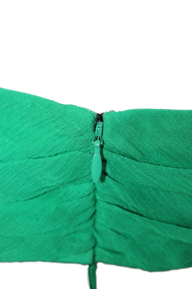 Maxi Vestido Jay Godfrey Mujer Sin Mangas Verde Mezcla Seda Corbata Cintura Talla S Foto 4 de 4