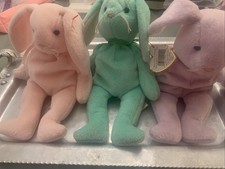 Vintage Ty Beanie Bunnies Floppity, Hippity, Hoppity 1996 Lot 4 Retired
