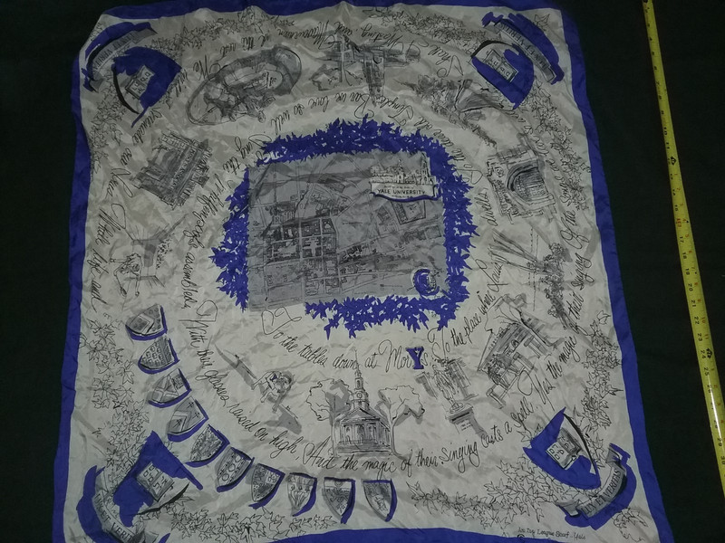Vintage Yale University Silk Scarf James Campion VGC 34" by 34"