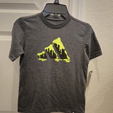 Adidas Boys Short Set 2-Piece Size 6 Gray Lime Green Logo NWT Fast Shipping New