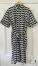 Uniqlo X Marimekko Women’s Black & White Short-Sleeved Linen Blend Dress M UK 12