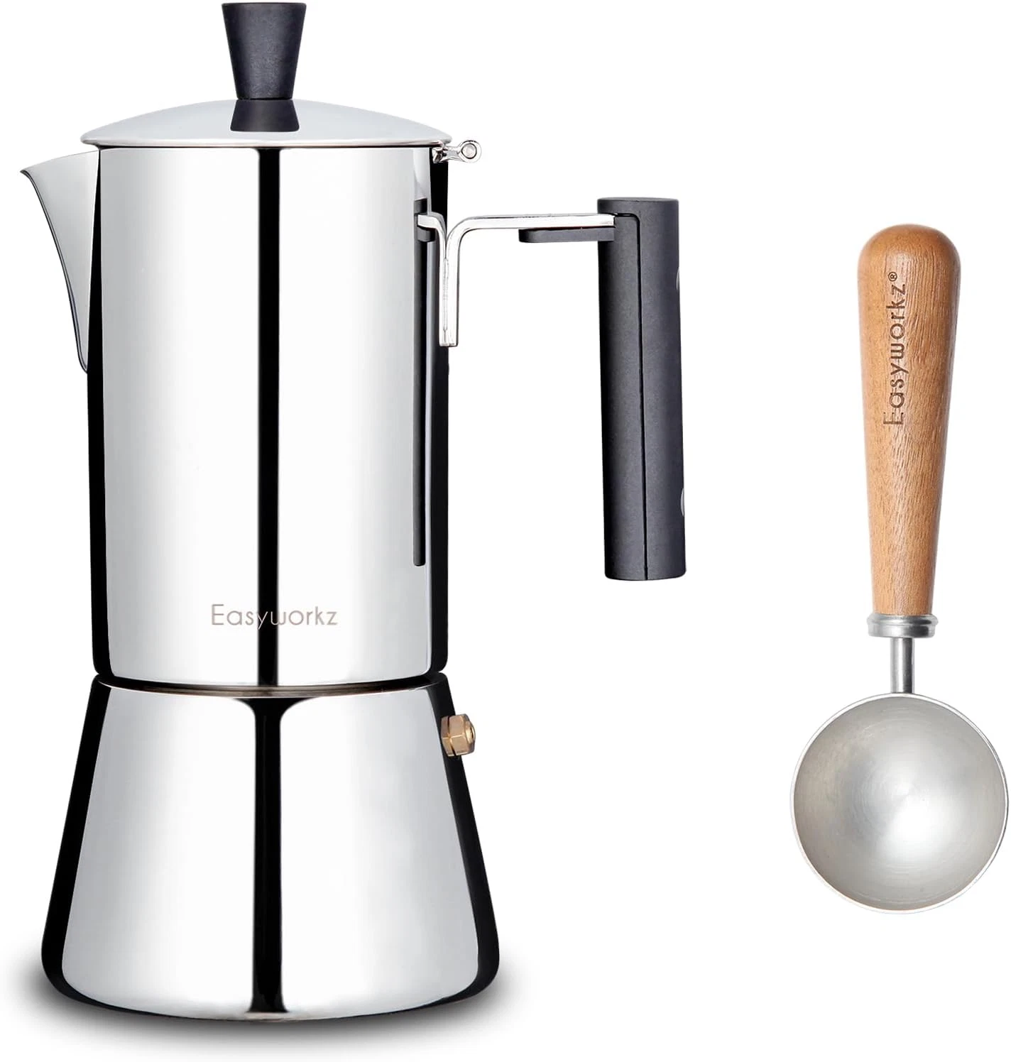 6-Cup Stovetop Espresso Maker with Retro Spoon & Measuring Spoon