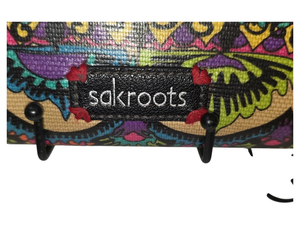 Carteira clutch Sacroots artista círculo estilo boêmio padrão floral com zíper ao redor - Imagem 2 de 4