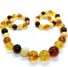 Collana in vera ambra del Baltico perline rotonde multicolore gioielli originali