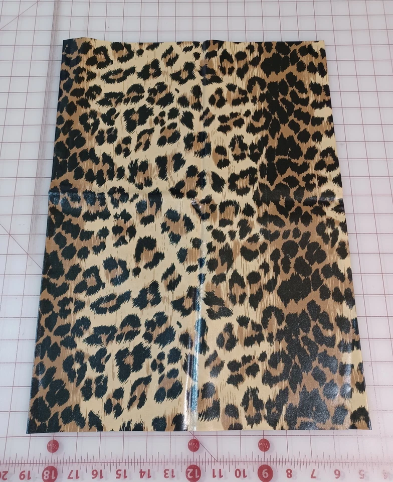 Vintage Leopard Print Brother Sister Design LAMINATED Cotton Fabric 18 x 58 - Image 2 of 2