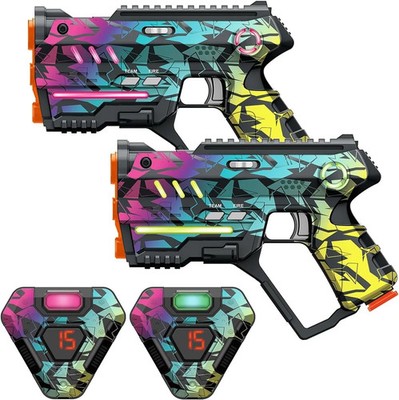 Cyberpunk Laser Tag Set of 2 with Vests - Ultimate 150ft Indoor/Outdoor Fun!
