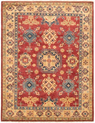 Traditional Hand-Knotted Geometric Area Rug 5'0'' x 6'7'' Oriental Wool Carpet