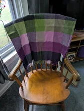 Avoca 100% Pure Lambswool Throw Blanket 56"x40" Purples &  Greens