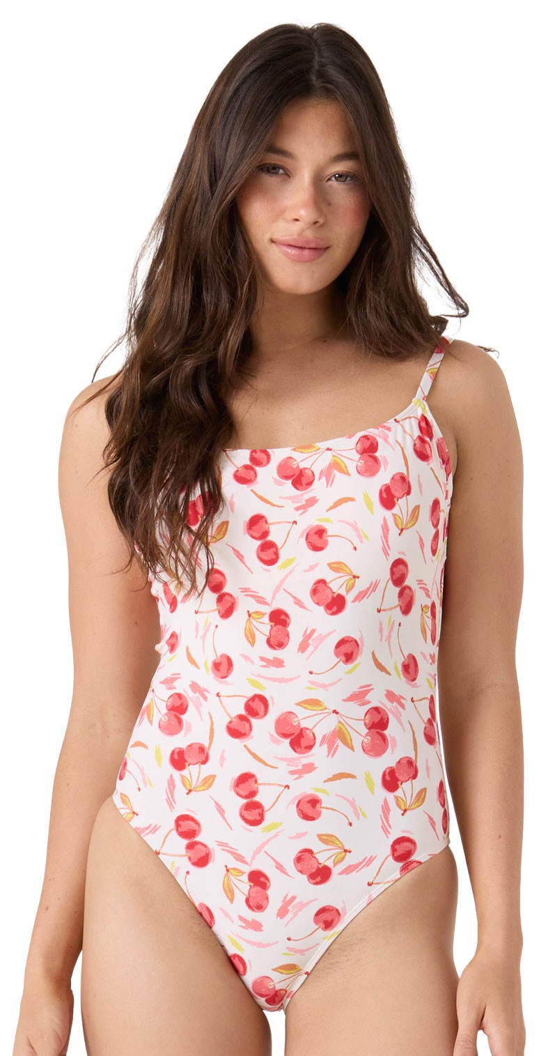 Roxy Cherry On Top Low Back Women's One Piece Swimsuit - Red / Cream - New