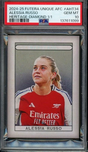 2024-25 Futera Unique Arsenal #AHT34 Alessia Russo Heritage Diamond 1/1 PSA 10