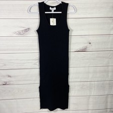 M Magaschoni Sweater Dress Ribbed Sleeveless Black Size L Black.