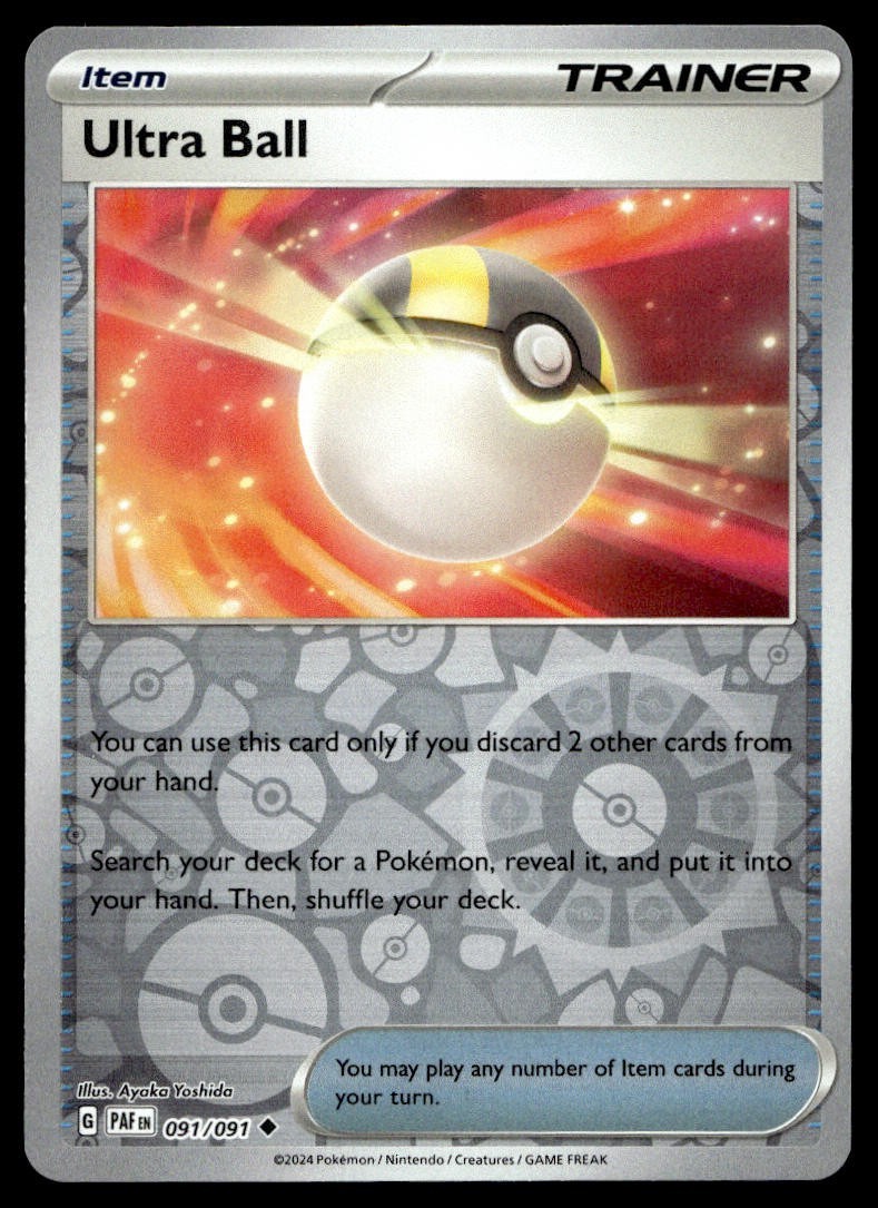 Ultra Ball 91/91 Pokemon Card Paldean Fates Uncommon Trainer Rev Holo NM BS