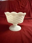 Indiana Glass Milk glass compote pedestal bowl with quilted diamond design