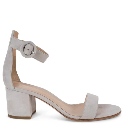 73300 auth GIANVITO ROSSI grey suede VERSILIA 60 BLOCK HEEL Sandals Shoes 38.5