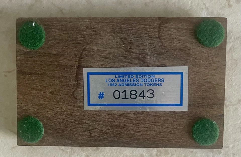 1962 LOS ANGELES DODGERS ADMISSION (3) TOKENS IN DISPLAY GRAND OPENING SEASON - Image 2 of 2