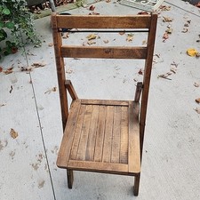 Silla Plegable Madera Vintage C - Asiento Listón - Madera Clara MCM