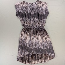 Express Women Small Black Gray V-Neck Elastic Waist Lined Midi Dress