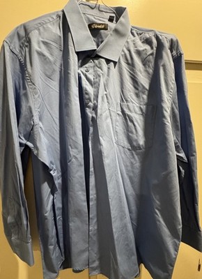 Vivaldi Men s Light Blue Long Sleeve dress shirt classic pointed collar XXL