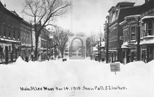 Main Street View Snow Scene Lee Massachusetts MA - Reprint