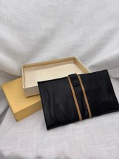Black Leather Wallet Snap Closure Card Organizer Vintage with Box CAFE No 364