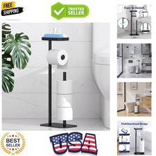 Elegant Rustproof Free-Standing Toilet Paper Holder with Shelf for 4 Rolls