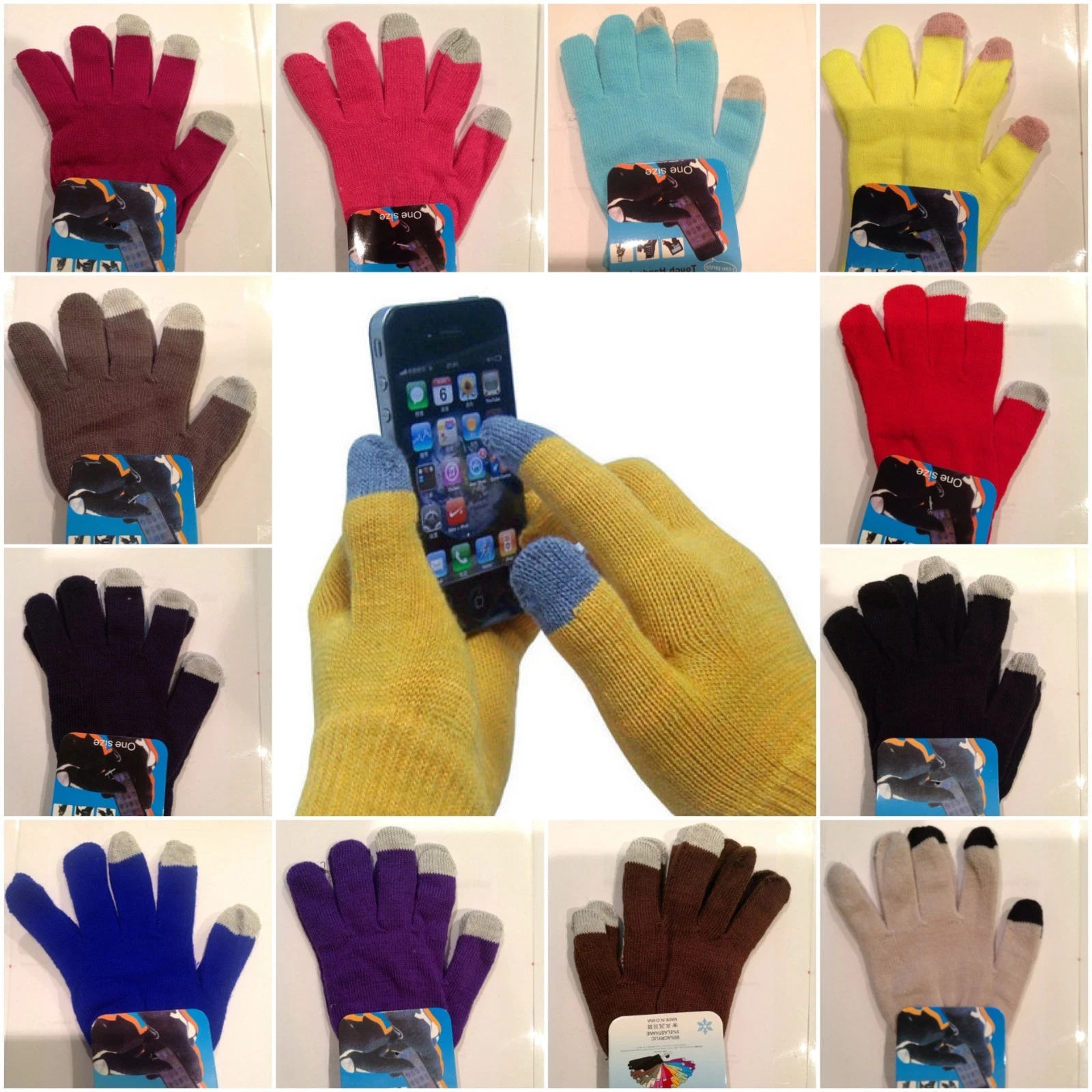 12 Pairs Winter Magic Stretch Warm Knit Gloves Texting Touch Screen Wholesale