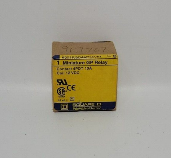*NEW IN BOX* SQUARE D 8501RSD44P14V51 SER B Miniature GP Relay 4PDT 10A 12 VDC