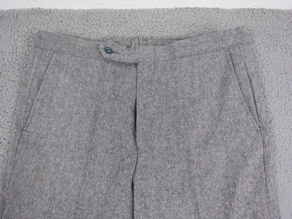 Calça de tweed Jaymar masculina vintage verdadeira 32x28 cinza mancha anos 60 anos 70 malha Houndstooth - Imagem 2 de 4