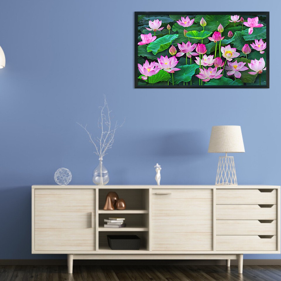 Lotus Full Cross Stitch 11CT Cotton Thread DIY Printed Embroidery Kits