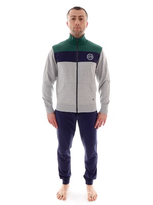 Cmp Tracksuit Jogging Suit Blue - Gray Homewear Sweat Stand-Up Collar