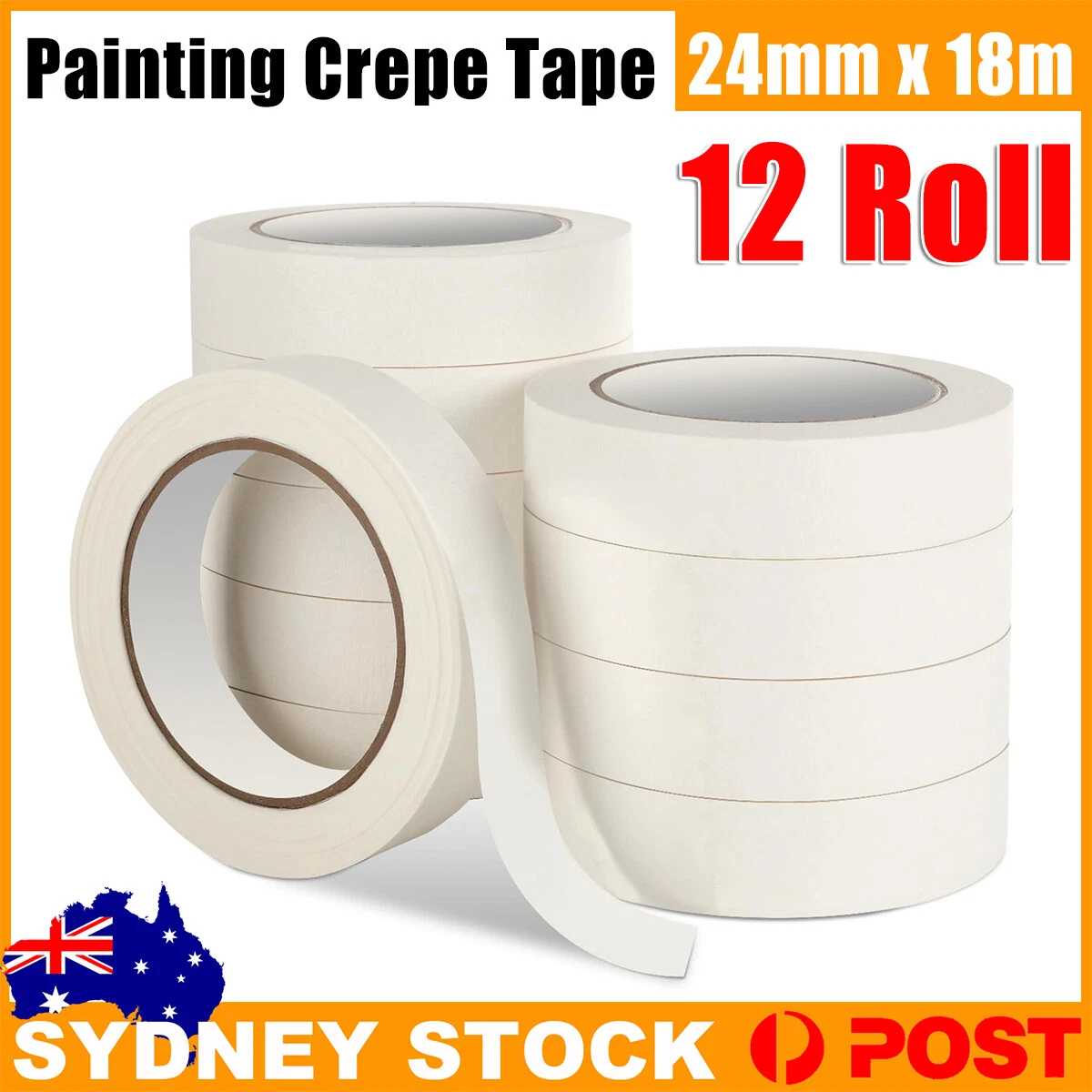 12X Masking Tape Painting Crepe Paper White 24mm x 25m Housing Tools Painter Art