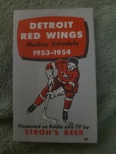 1953-54 DETROIT RED WINGS NHL HOCKEY SCHEDULE STROHS  TERRY SAWCHUK GORDIE HOWE 