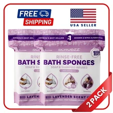 Scrubzz Disposable Rinse Free Bathing Sponges - Lavender, 50 Count