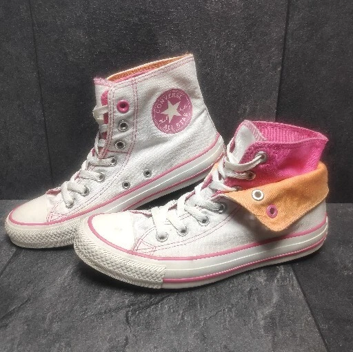 Sneakers Converse Chucks con busta gambale reversibile rosa bianco arancione numero 37