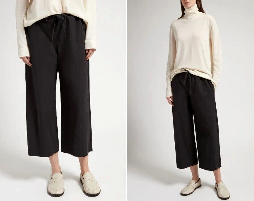 FILA THE ROW $990 Jubin pantaloni crop oversize gamba larga con coulisse in nero; XL