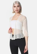Damen Sommer Bolero Brautstola leichter Transparent Übergangs Jacke mit 3/4 Arm