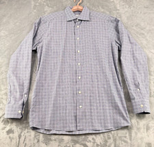 Eton Contemporary Fit Shirt Men's L 16 41 Blue Plaid Button-Up Dress Shirt