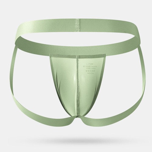 Mens Soft Pouch Jockstrap Underpants Low Rise Sexy Ice Silk Cool Thong Underwear - Picture 9 of 23