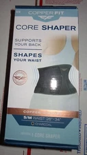 COPPER FIT Core Shaper Waist Shaping Back Supporting Size S/M 26"-34" Charcoal