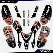 Gray & Orange Savage Camo Racing Graphics kit fits Polaris Outlaw 50 ATV 07-14